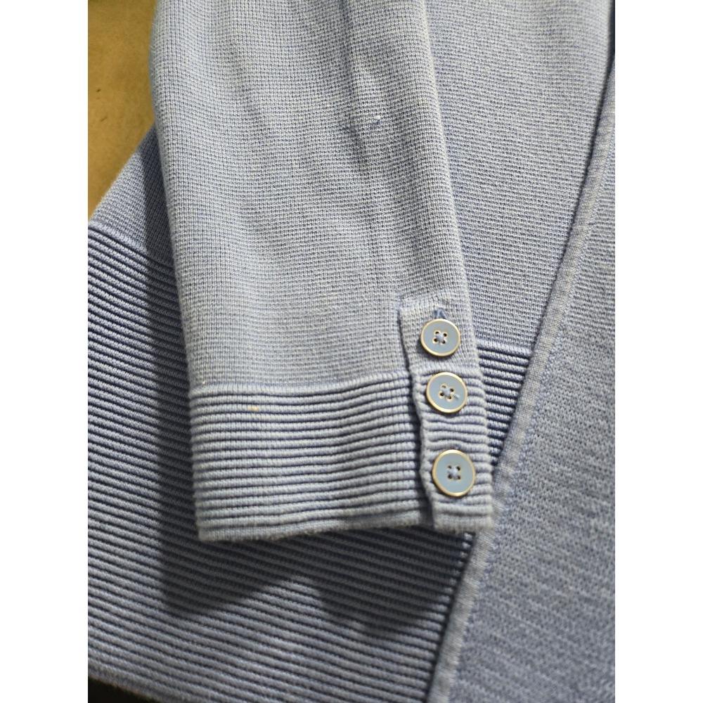 Talbots Cardigan Sweater Womens L/P Blue Excellent Draped Open Front Ribbed Knit - Picture 8 of 13